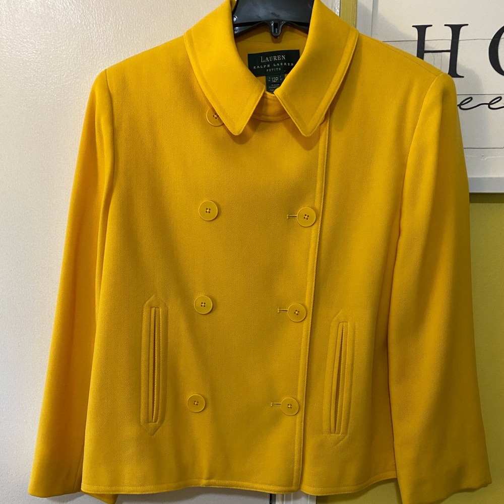 LAUREN Ralph Lauren yellow jacket 12P, military style, double breasted